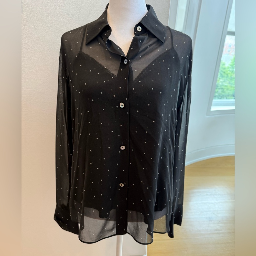 Vince Sheer Black Polka Dot Blouse + Camisole Set – Size M (New with tags)